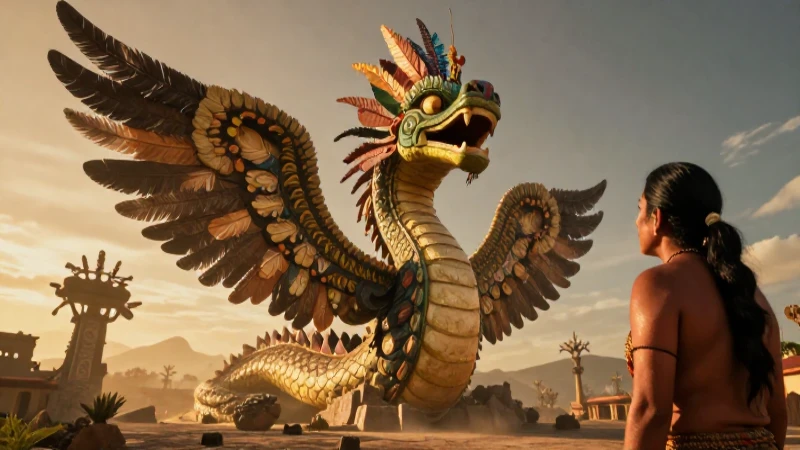 Codorniz Mexicana: DESCUBRE su LEGENDARIA HISTORIA y SABOR 6 Serpiente emplumada ancestral observa en dorado