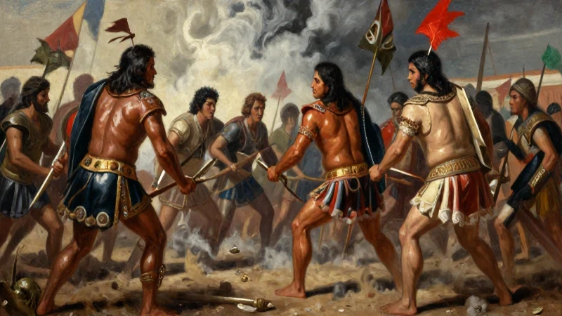 Batalla épica entre conquistador y guerrero azteca