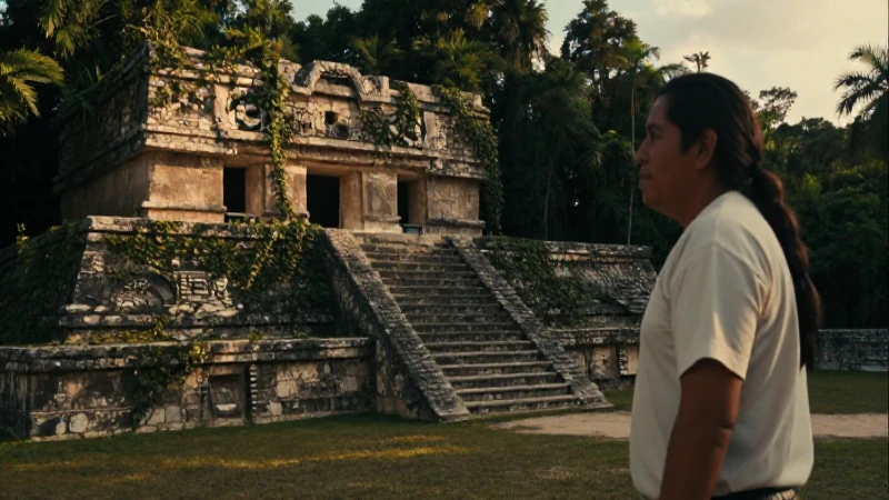 Ruinas aztecas, melancolía y luz dorada