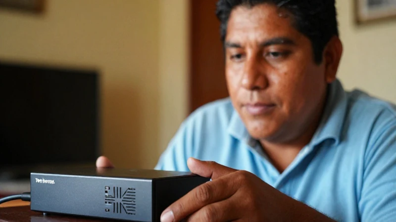 Persona mestiza observa un módem Telmex