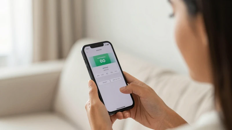 Mujer revisa saldo en su móvil