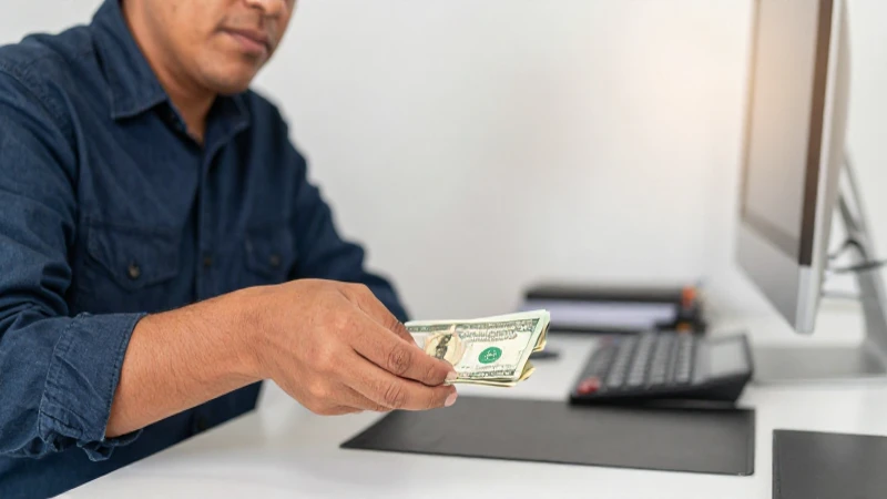 Cómo verificar ingresos si se reciben pagos en efectivo 3 Persona mestiza recibe efectivo en su escritorio