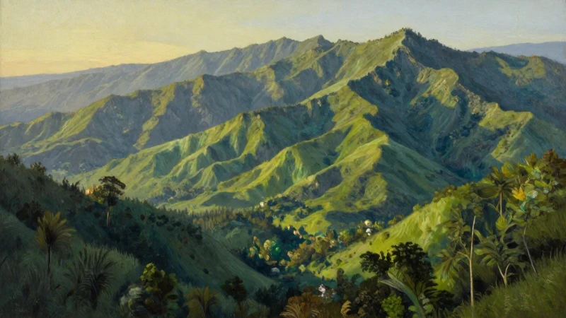 Pintura realista de paisaje verde en Veracruz