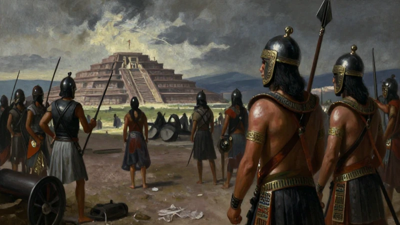 Caída de TENOCHTITLAN: Descubre su LEGADO y CONSECUENCIAS 4 Batallas aztecas y conquistadores en óleo oscuro