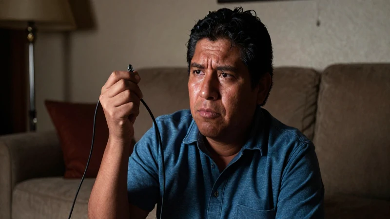Mexicano mestizo preocupado con cable desconectado