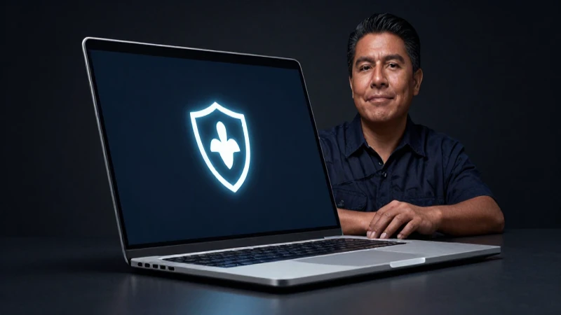 Laptop protege a alguien de origen mestizo