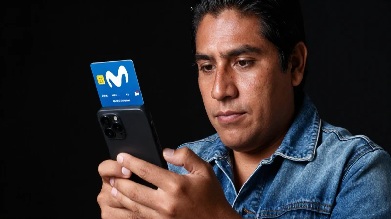 Mexicano mestizo usa smartphone con Movistar