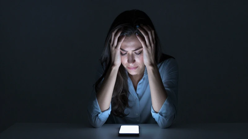 Cómo gestionar el NIP de tarjeta BanCoppel de forma segura 7 Desesperación femenina, smartphone y luz dramática