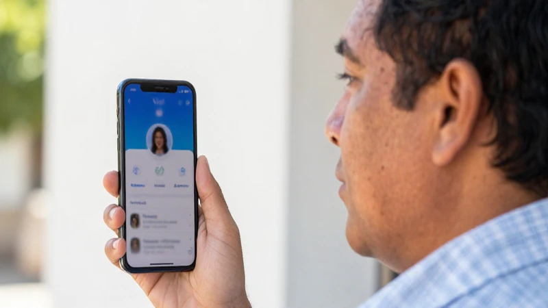 Joven mestizo usa smartphone con Wish
