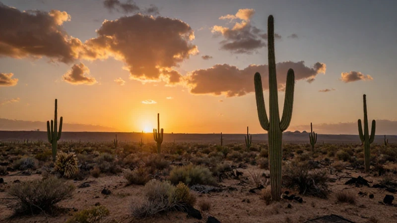 Climas Únicos de Querétaro: ¡Descubre lo que Sorprende! 6 Desierto árido, cactus y atardecer panorámico