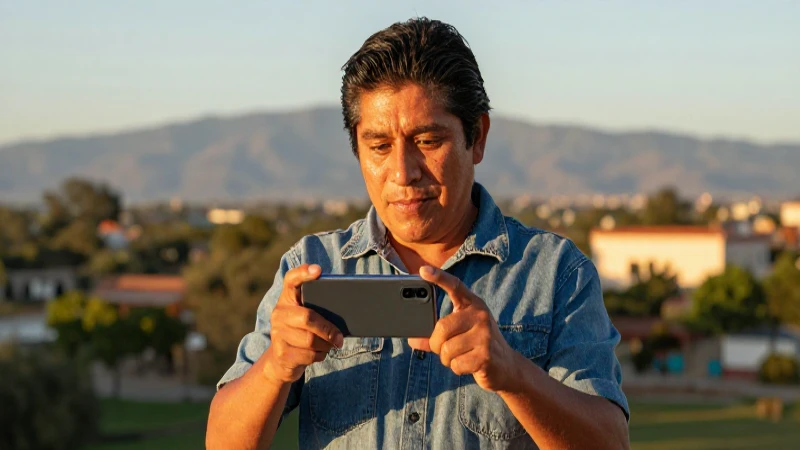 Cómo configurar APN BAIT 2026 en Android e iPhone en México 1 Mexicano con teléfono en paisaje dorado