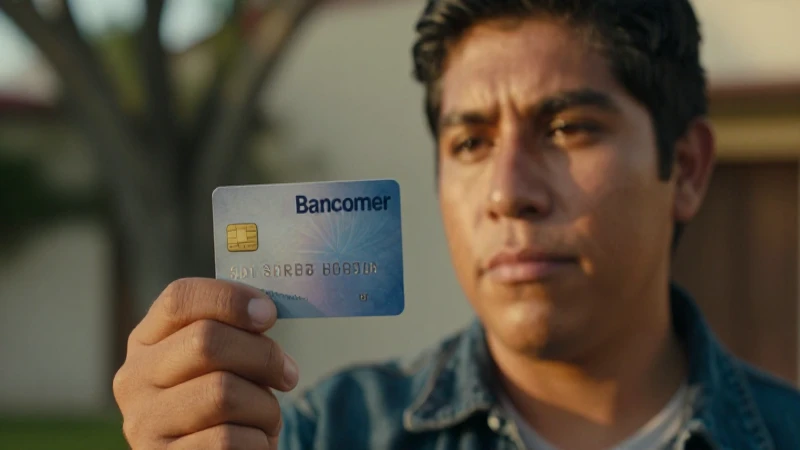 Cómo mantener control en tus finanzas con Bancomer Débito 4 Mujer mestiza, cálida iluminación, tarjeta Bancomer