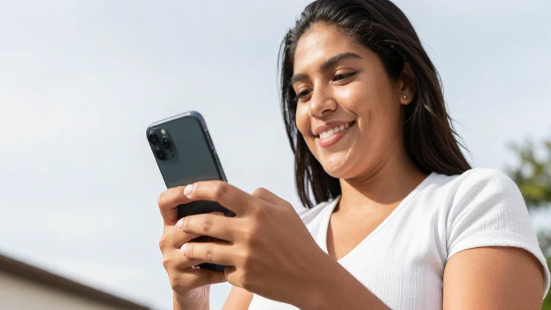 Cómo mantener control en tus finanzas con Bancomer Débito 3 Mujer mexicana sonríe al usar su teléfono