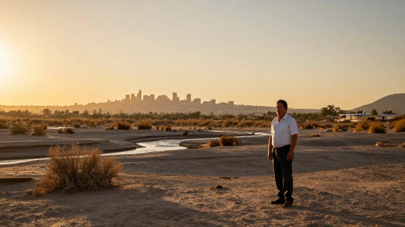 Clima en Aguascalientes: Temperaturas y Datos Sorprendentes 5 Desierto árido con silueta urbana dorada