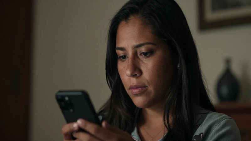 Mujer mexicana con rostro iluminado, usando un teléfono