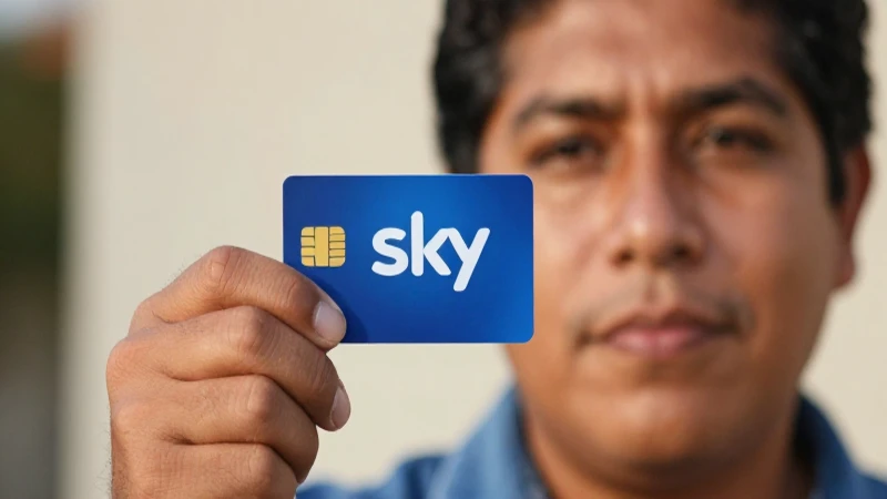 Qué es la tarjeta inteligente de Sky y cómo usarla al máximo 3 Mexicano, piel bronceada, y tarjeta Sky en mano