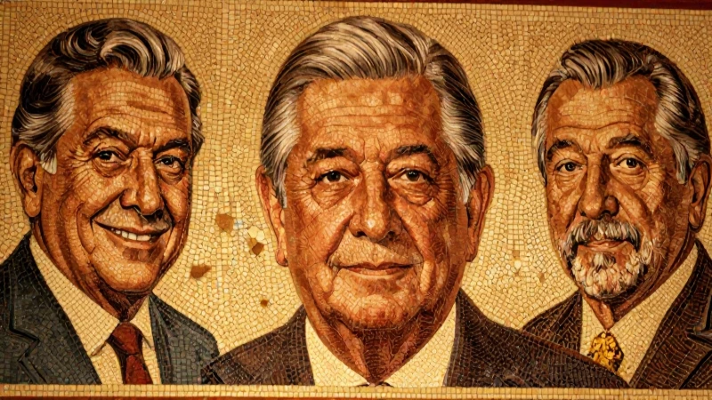 Presidentes de MÉXICO: Lista COMPLETA y Biografías CORTAS 7 Retrato mosaico presidencial mexicano, estilo vintage
