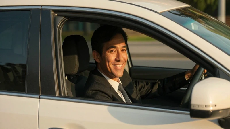 Cuál es la comisión que cobra Uber a sus conductores en México 5 Conductor sonríe, Uber, luz cálida y cinematográfica