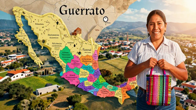 Mapa colorido de Guerrero, alegre y soleado