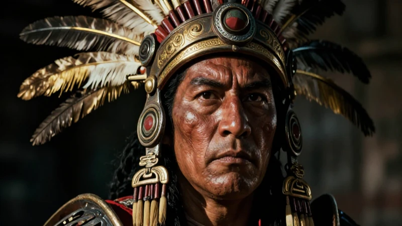 Cuauhtémoc, guerrero azteca, intensa mirada
