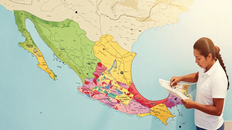 Ilustración estilizada de México, cálida y vibrante