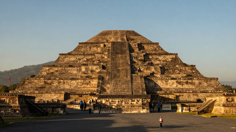 Pirámides mexicanas bajo cálida luz dorada