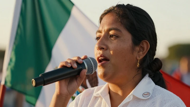 Joven mestiza mexicana canta bajo luz dorada