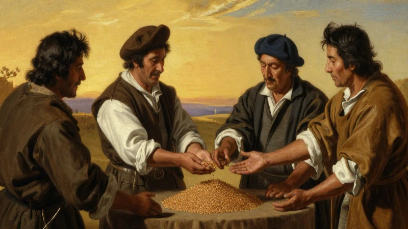 Córdoba distribuye grano en una pintura histórica