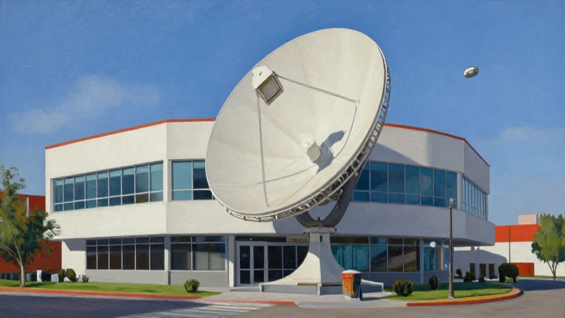 Oficinas, teléfonos y cobertura de Dish en Monterrey 4 Pintura realista vibrante de un paisaje moderno