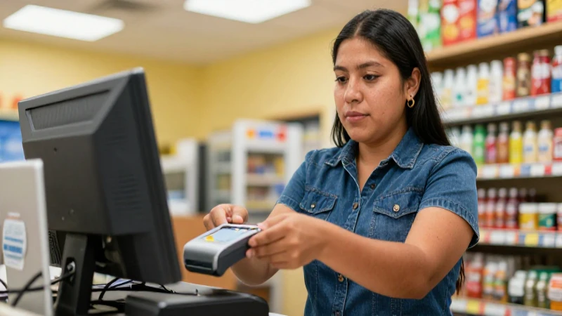 Cajero mestizo paga con tarjeta American Express