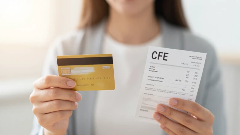 Cómo pagar la Luz en CFE con Tarjeta de Débito en México 5 Mujer con tarjeta y factura de luz, cálido