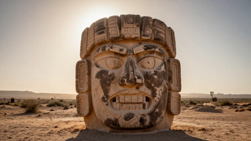 Guerrero antiguo emerge del desierto cálido