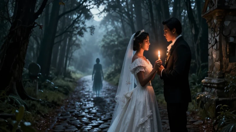 Boda gótica mexicana en un bosque espectral