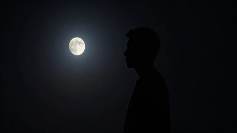 Silueta oscura bajo la luz de la luna
