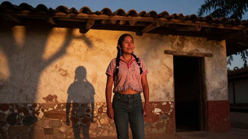 Mestiza, casita rústica, atardecer cinematográfico