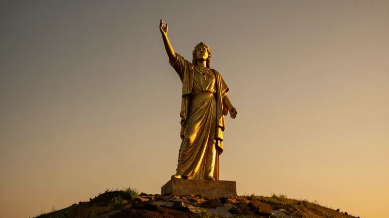 El Pípila: La Impactante Historia que Transformó a México 5 El Pípila, estatua, luz dorada dramática