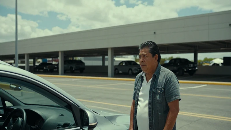 Persona mestiza observa un coche con luz suave