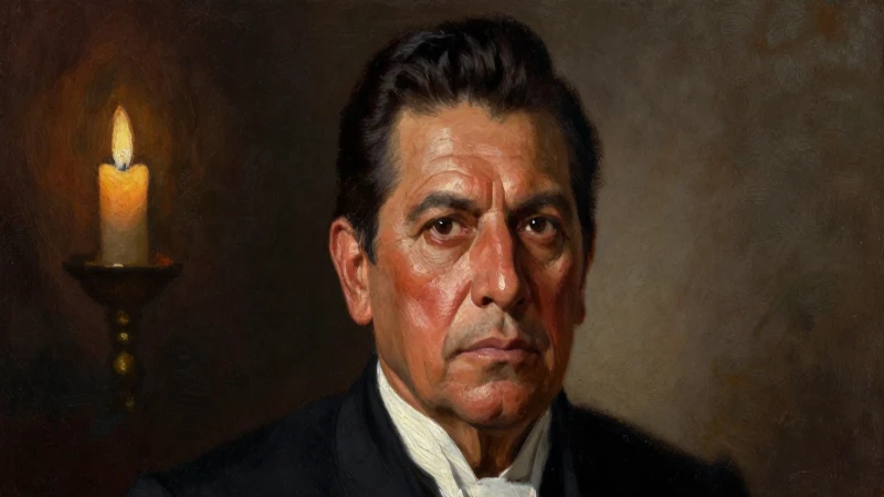 Juárez, mestizo, formal, iluminado en óleo