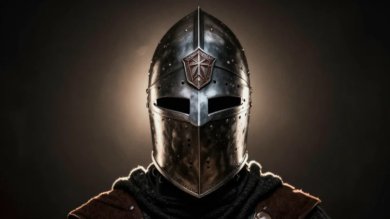 ESCUDO DE COLIMA: HISTORIA, SIGNIFICADO Y SIMBOLISMO ÚNICO 5 Casco medieval, escudo Colima, luz dramática intensificada
