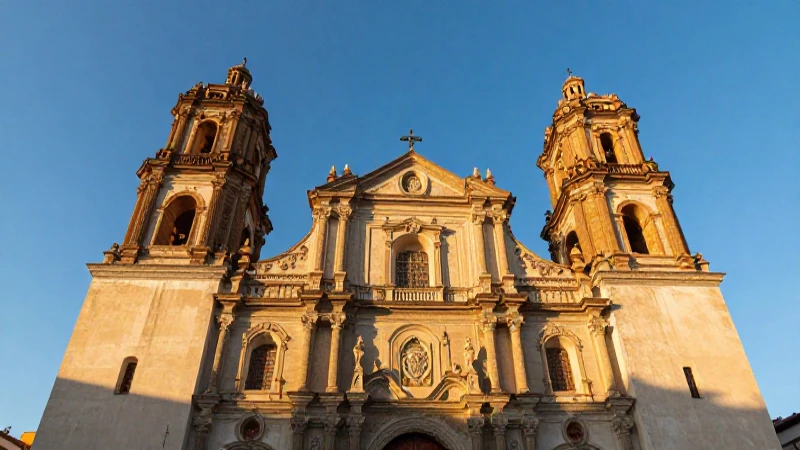 Catedral de Chihuahua, luz dorada y cielos azules