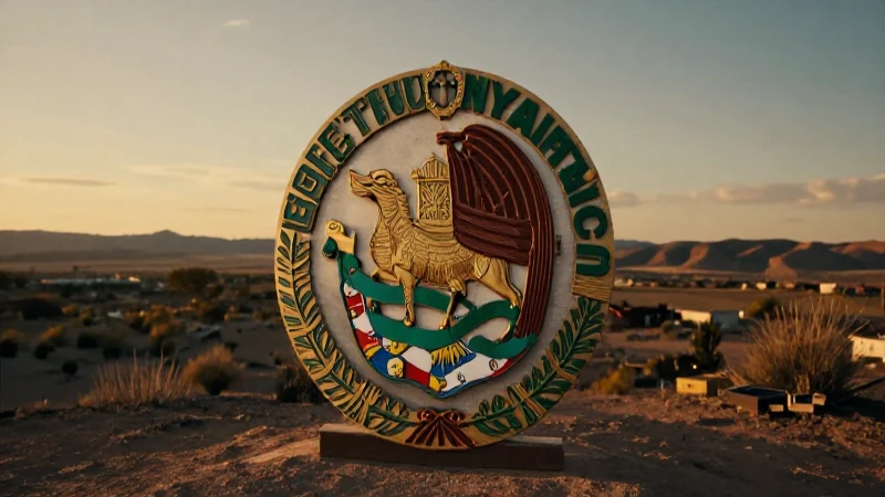 Escudo de Chihuahua en paisaje desértico cinematográfico