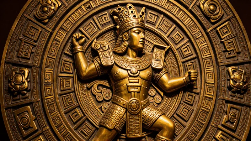 Descubre el Escudo de Guerrero: Significado y Símbolos Clave 4 Escudo azteca resalta detalles históricos dorados
