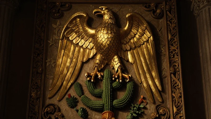 Águila dorada sobre cactus, estilo renacentista