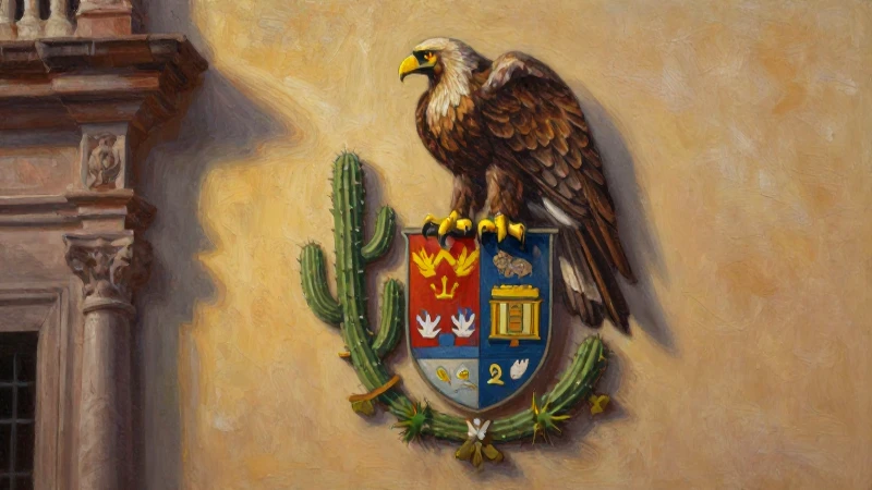 Águila posada en cactus, óleo detallado