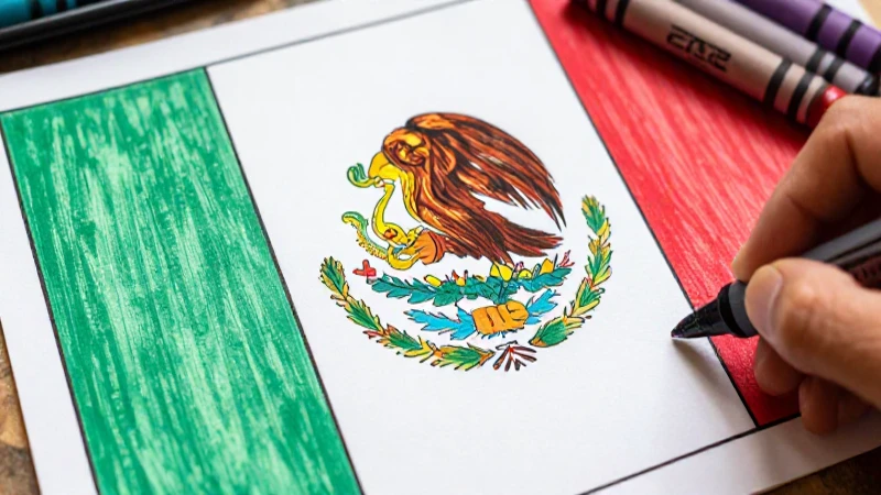 Escudos Nacionales para Colorear: Creatividad y Diversión 4 Dibujo mexicano, soleado y con crayones