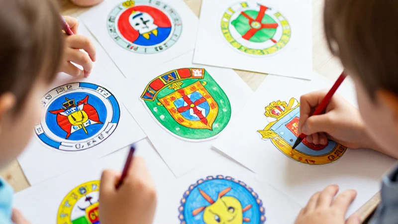 Escudos Nacionales para Colorear: Creatividad y Diversión 7 Escenas alegres y coloridas en primer plano