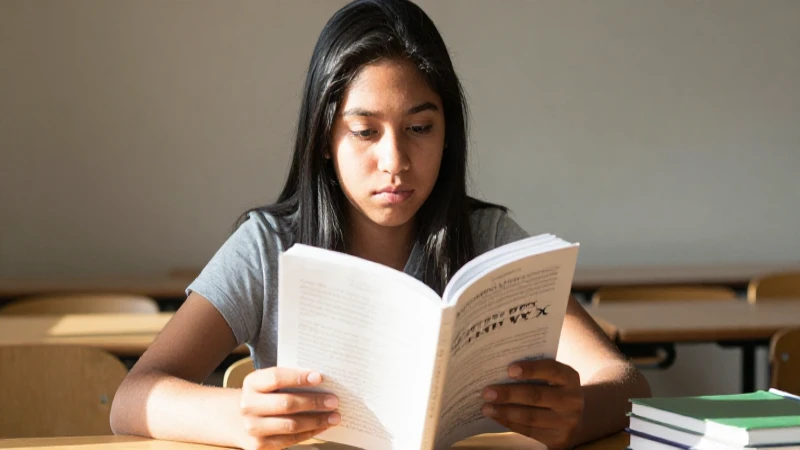 Joven mestiza estudia inglés a la luz cálida