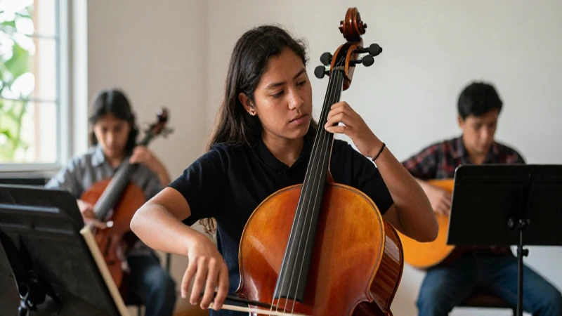 Conoces las Mejores Escuelas de Música en Guadalajara 4 Joven toca violonchelo en aula iluminada cálidamente