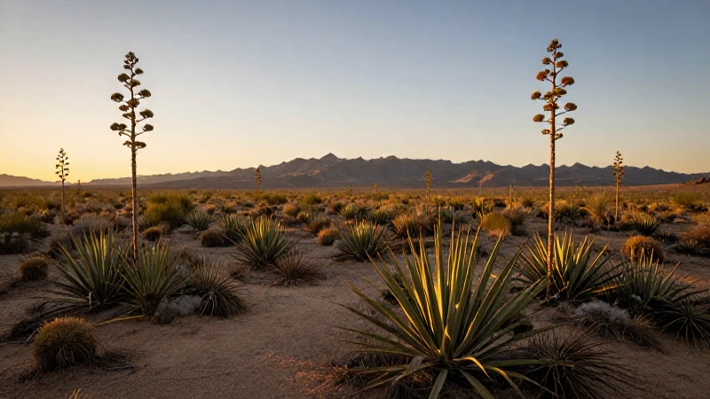 ESPECIES ENDÉMICAS y FLORA ÚNICA de Chihuahua ¡Descúbrelas! 9 Paisaje desértico con agave en el ocaso