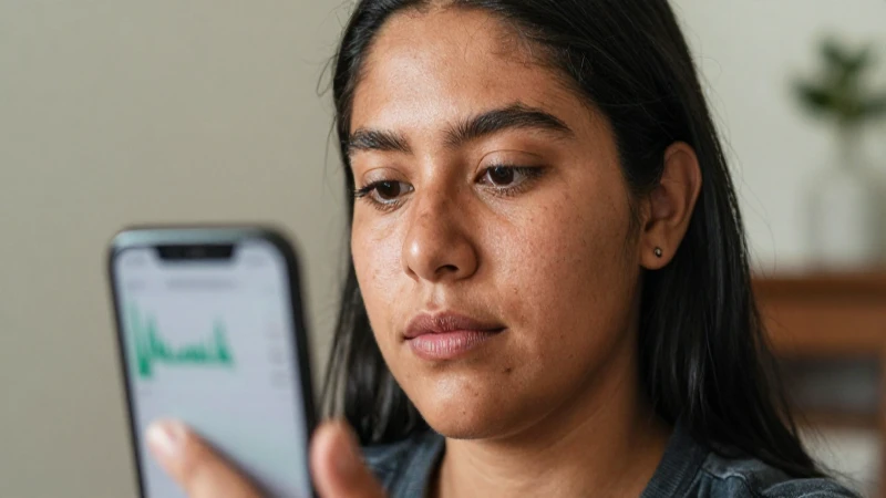 Mexicano con teléfono revisando gráficos financieros